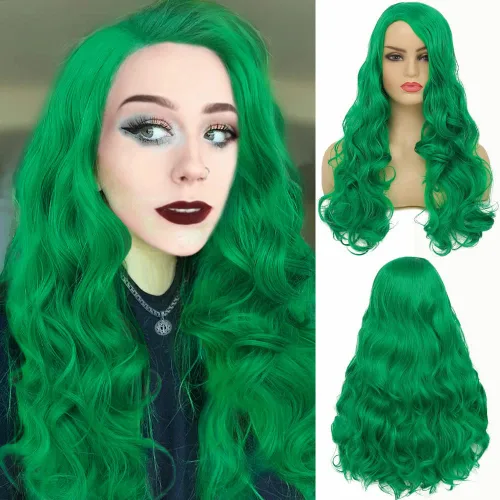 Vista 22 de Kaneles Peluca rizada de color rojo degradado, pelucas de cabello largo ondulado para mujer, pelucas de fibra sintética negra y roja para fiesta