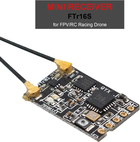 Vista 2 de GoolRC Receptor Flysky FTr16S, receptor de control remoto de 2.4 GHz 16 canales Antena dual PPM/I.Bus/S.Bus salida protocolo AFHDS3 compatible