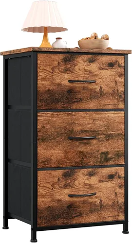 Vista 35 de Somdot - Cómoda para dormitorio con 3 cajones, organizador de almacenamiento con cajones de tela con contenedores de tela removibles para armario