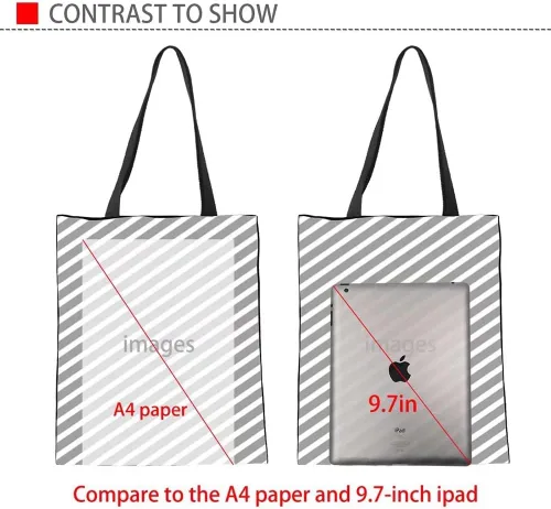 Vista 5 de SANNOVO Bolso de mano reutilizable de lona animal Bolsas de mano de compras para mujeres Bolsas de libro