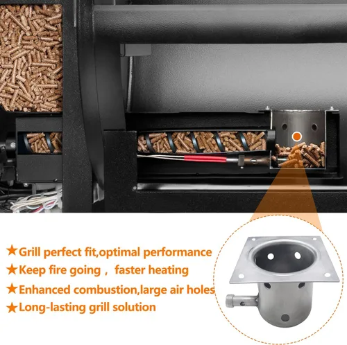 Vista 5 de Repuestos de olla de combustión para parrilla de pellets Traeger, compatible con parrilla Traeger y la mayoría de las parrillas Pit Boss