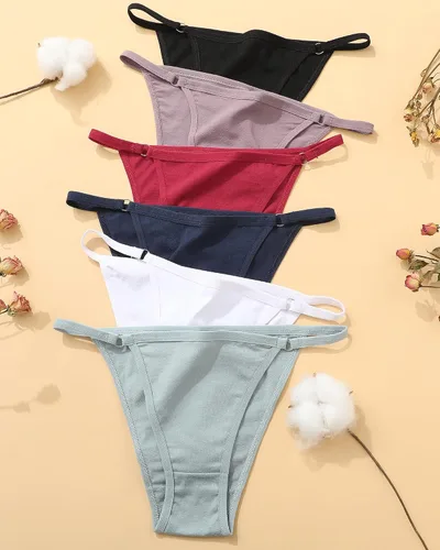 Vista 6 de ROSYCORAL Paquete de 6 bragas de algodón para mujer, estilo hipster, elásticas, cómodas, de tiro bajo, tallas S-XL