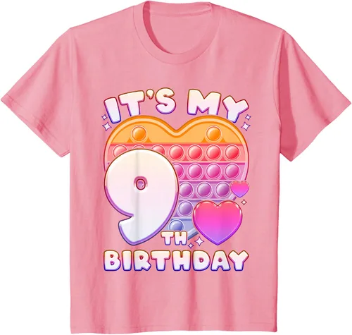 Vista 53 de Pop-it Birthday Girl 9 años de edad, Push it Pop Fidget Bubble Camiseta, Negro