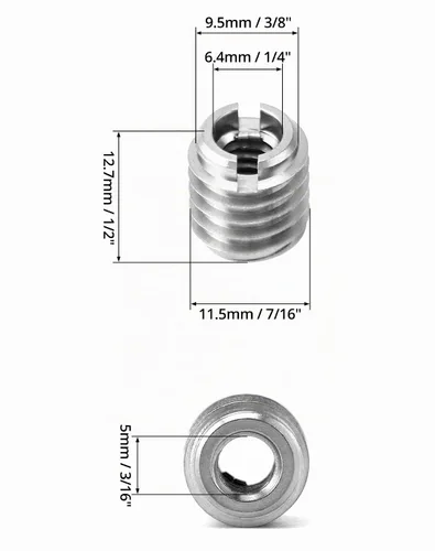 Vista 3 de QWORK Inserto roscado de acero inoxidable para madera dura, roscas internas 1/4-20, paquete de 20 insertos de tuerca de 5/8" de largo para maderas
