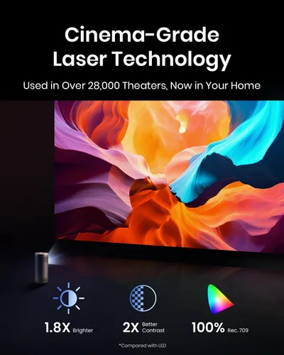 Vista 2 de Nebula Anker Capsule 3 Laser 1080p, inteligente, Wi-Fi, mini proyector, negro, proyector portátil, proyector láser, enfoque automático, imagen
