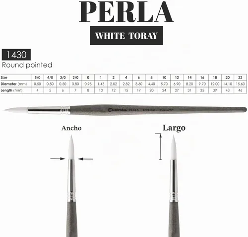 Vista 3 de Speedball Art Products 1430-4 Escoda Perla Series, 4, filamento sintético blanco Toray