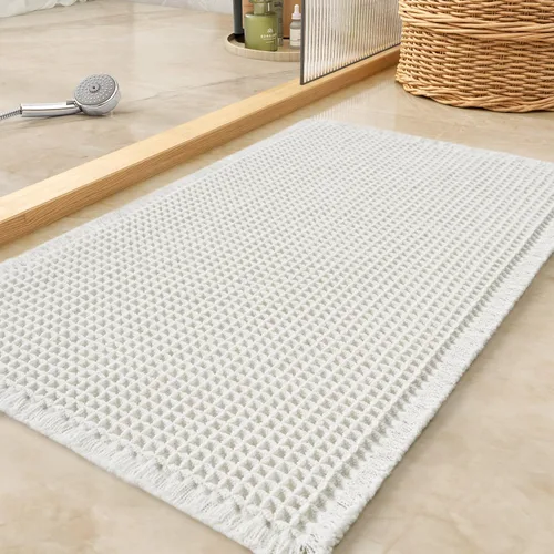 Vista 19 de Alfombra Tapete de Baño con Textura Waffle, Tapetes de Baño Súper Absorbentes Antideslizantes Ultra Suaves Lavables a Máquina, Alfombras de Baño