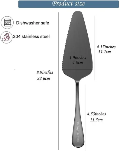 Vista 5 de 5 espátulas triangulares para tartas para tartas para hornear pasteles de pizza (negro pulido)