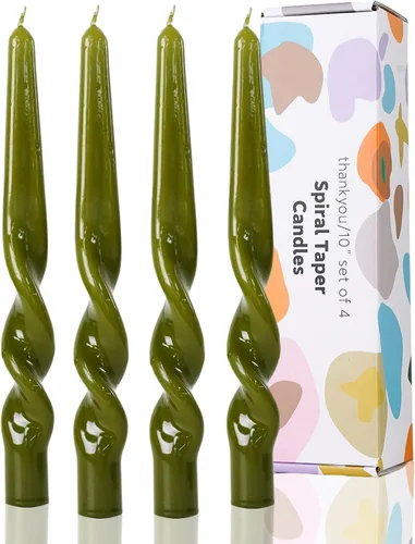 Vista 9 de Vela cónica verde en espiral para vacaciones, boda, fiesta, cera sin perfume, vela sin goteo, regalo de cumpleaños, regalo de Navidad, 7.5 pulgadas