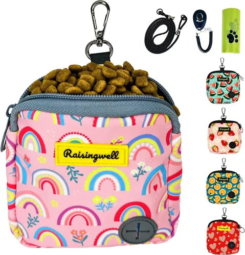 Vista 15 de Bolsa de golosinas para perros Raisingwell para caminar y entrenar con clicker, bolsas para excrementos pequeñas, riñonera con cierre, kit de A1.