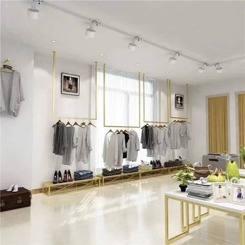 Vista 8 de Tienda de ropa simple montado en la pared, estantes de ropa colgantes de ventana, estante en forma de U, organización de vestidos de novia, toallero