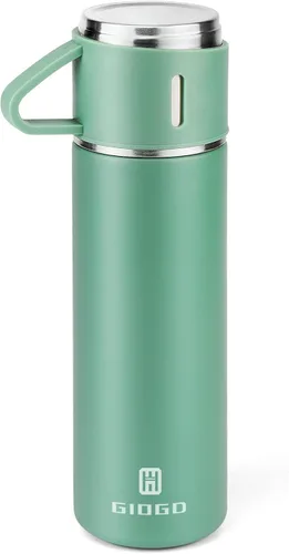 Vista 24 de Termo de acero inoxidable 500ml/16.9oz botella aislada al vacío con taza para café, bebidas calientes y bebidas frías, cantimplora de agua.