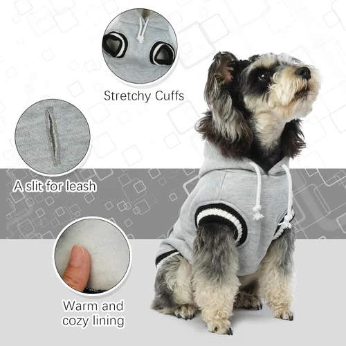 Vista 3 de FUAMEY Sudadera con capucha para perro, suéter de forro polar para invierno, sudadera cálida para mascotas con bolsillo, atuendo suave y cálido