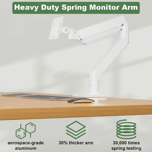 Vista 3 de UPGRAVITY Brazo de monitor blanco para pantallas de 17"-57" de hasta 55 libras, soporte de monitor ultra ancho de aluminio premium para Samsung 49