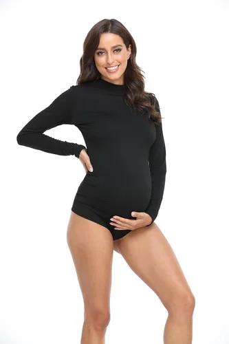 Vista 3 de Body de maternidad para sesión de fotos camiseta de manga larga camiseta clásica fruncida lateral camiseta para mamá embarazada fotografía