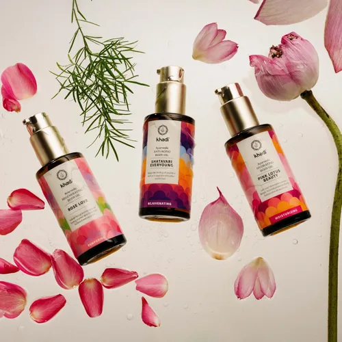 Vista 7 de KHADI ROSE LOVE Aceite corporal regenerador ayurvédico - Aceite de belleza de lujo - Mimos y regenerador - 100% a base de plantas y natural -3.38