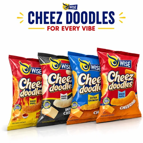 Vista 7 de Wise Snacks Cheez Doodles - Puffs horneados, queso cheddar real, 0.875 onzas (42 unidades), sin gluten