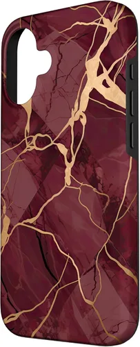 Vista 2 de iPhone 16 Burgundy and Yellow Metamorphic Pattern Case