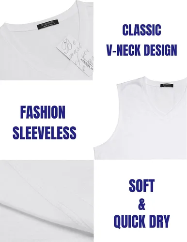 Vista 6 de COOFANDY Camiseta sin mangas para hombre, paquete de 3 camisetas sin mangas para gimnasio, cuello en V, culturismo, musculación