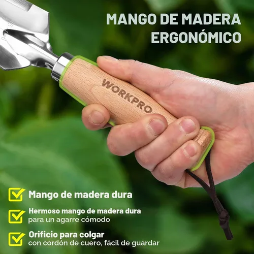 Vista 3 de WORKPRO Paleta de jardín con mango de madera, pala de mano estrecha
