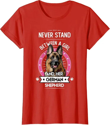 Vista 35 de Never Stand Between A Girl and Her German Shepherd T-Shirt Asphalt Grey