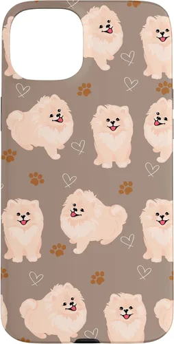 Vista 9 de Funda marrón para iPhone 13 Pro Max con diseño de pomerania y cachorros