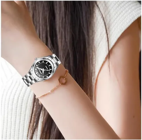 Vista 7 de Reloj de cuarzo clásico casual para mujer, de acero inoxidable, impermeable, luminoso, para mujer