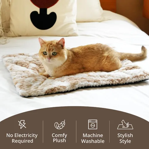 Vista 2 de Cama autocalentable para gatos, 24" x 18" almohadilla térmica ultrasuave para gatos y perros, mascotas, para interiores y exteriores, tapete térmico
