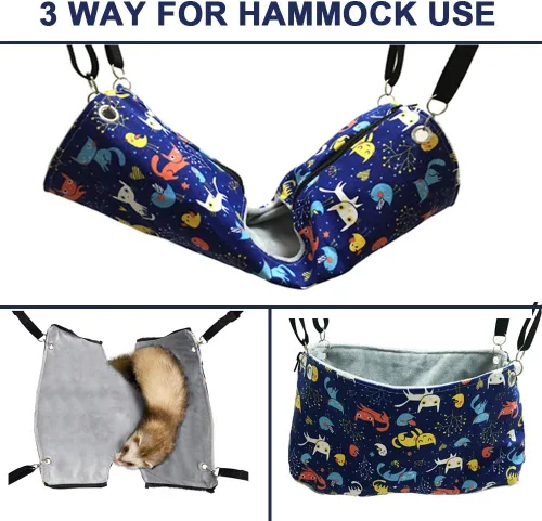 Vista 5 de Accesorios de jaula de nación de hurón, rata de hurón, juego de hamaca de rata de hurón, túnel de tienda de campaña para cualquier ropa de cama