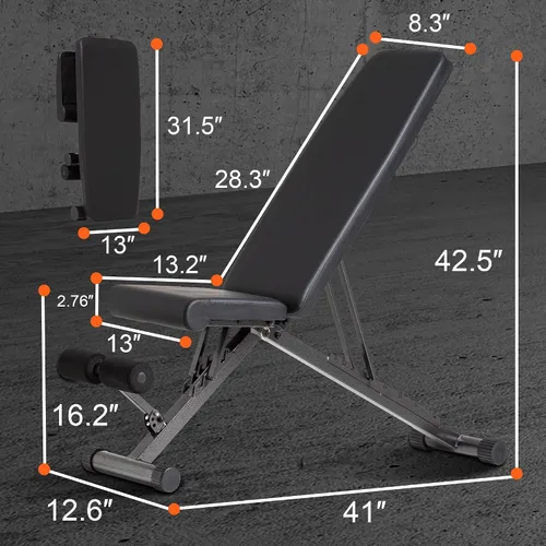 Vista 9 de BARWING Adjustable Foldable Portable Weight Bench for Home Gym,700-800LBS Flat Incline Decline Workout Bench for Full Body Workout Easy Assembly for