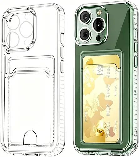 Vista 3 de Funda compatible con iPhone 11 con soporte para tarjetas, funda transparente con ranura para tarjetas, ultrafina, suave, a prueba de golpes, funda
