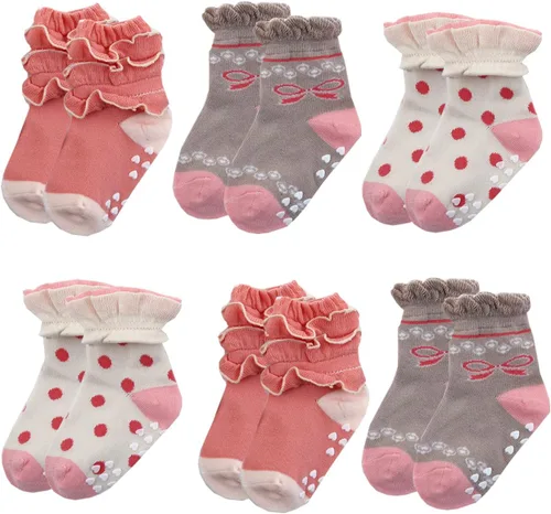 Vista 6 de Calcetines de algodón antideslizantes para bebés y niñas pequeñas (0.0 ft-10y)