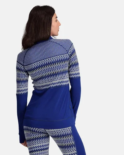 Vista 4 de Kari Traa Silja Half Zip - Camiseta de capa base para mujer, 100% lana merina, manga larga, camisa de invierno cálida