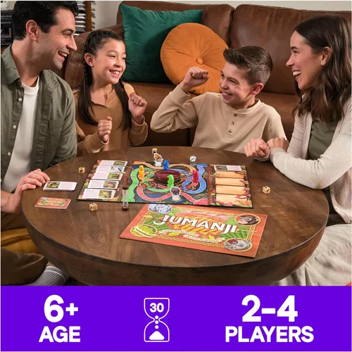 Vista 2 de Spin Master Games, Edición del 30º Aniversario de Jumanji, El Clásico Juego de Mesa de Aventura Familiar Basado en la Película de Acción y Comedia