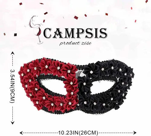 Vista 2 de Campsis Máscara de disfraz para mujer, máscara de Halloween, fiesta de Mardi Gras, máscara de empalme, baile de graduación, media máscara veneciana
