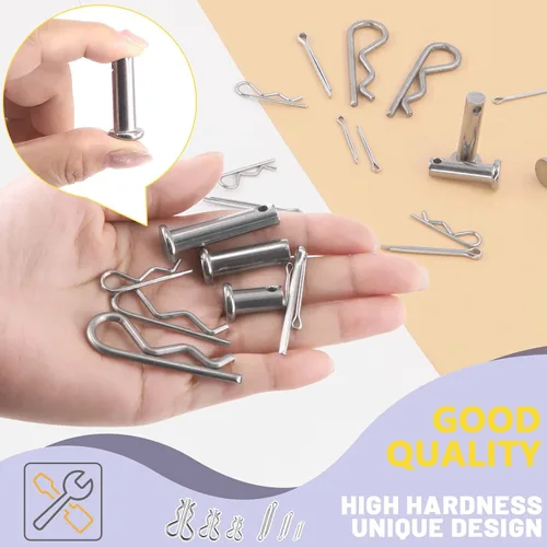 Vista 6 de Swpeet Pin de horquilla de acero inoxidable 304 M4 M6 M8 con M1.5 M2 M3 chapado en zinc de acero chapado en zinc y clips de fijación Set de pasador