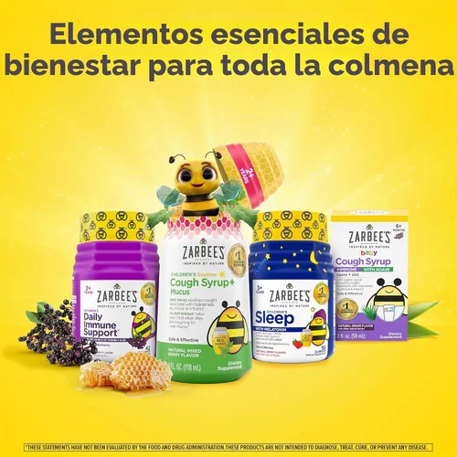 Vista 9 de Jarabe de Miel para la Tos de Bebé Zarbee's + Inmune para Bebés de 12-24 Meses, Jarabe para la Tos Seguro y Eficaz con Miel Oscura Calmante y Zinc