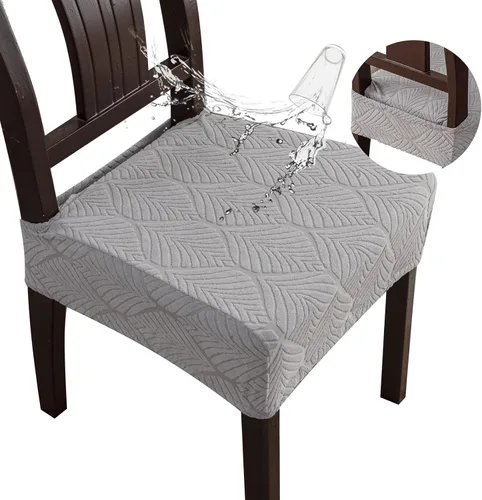 Vista 21 de Fundas de asiento para silla de comedor, extraíbles y lavables, juego de 2, fundas de cojín de asiento de silla de jacquard, protectores