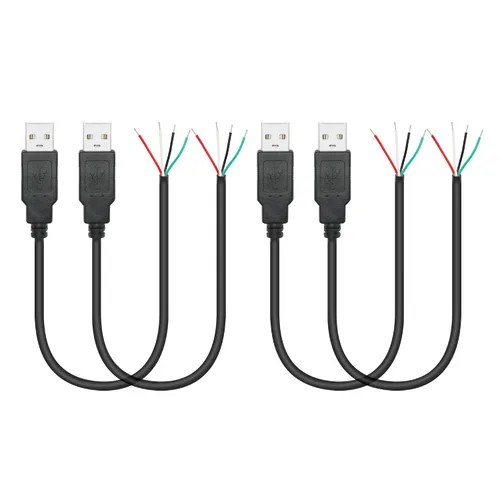 Vista 8 de Cable corto USB A hembra de 4 pines de 11 pulgadas, USB 5V/2A 4 pines Pigtail Cable de alimentación y datos de extremo abierto, para equipo USB