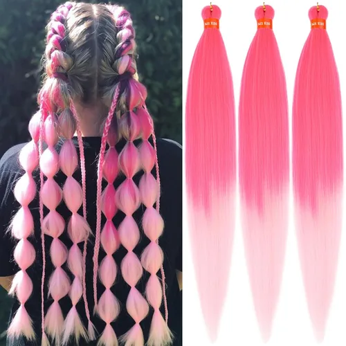Vista 68 de Cabello trenzado preestirado ombré, extensiones de cabello trenzado sedoso, sin picazón, trenzas de cabello trenzado de ganchillo con textura Yaki