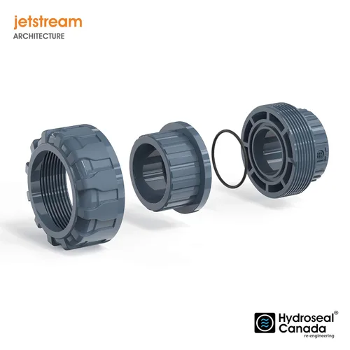 Vista 3 de Instalación de tubería de PVC, 0.5 "Union Jetstream, paquete de 2 piezas, Schedule 80, Gris, EPDM O-Ring, Socket x Socket, F1970, SCH80 (1/2")