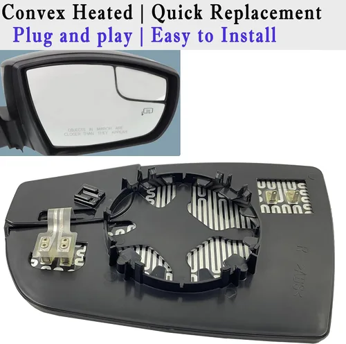 Vista 3 de Cristal de espejo lateral del pasajero calefactado compatible con Ford Escape 2013-2016, C-Max 2013-2018, espejo lateral derecho calefactado