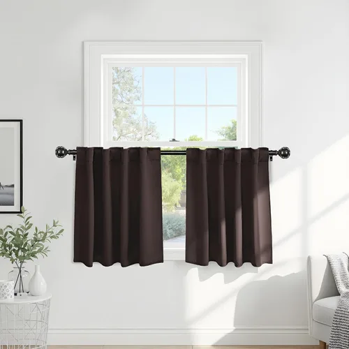 Vista 28 de PONY DANCE Cortinas cortas con aislamiento térmico para ventana pequeña, para guardería, baño, cocina, lavandería, caravana, sótano, 29 pulgadas