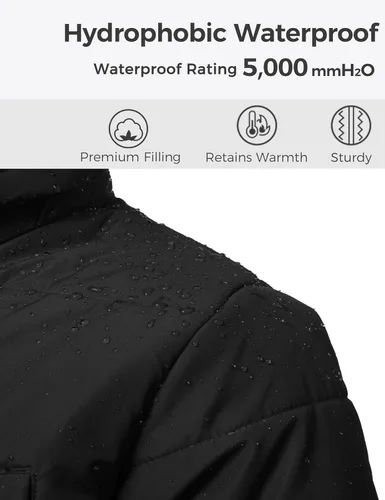Vista 6 de Wantdo - Chaqueta acolchada impermeable para hombre, con capucha, de invierno