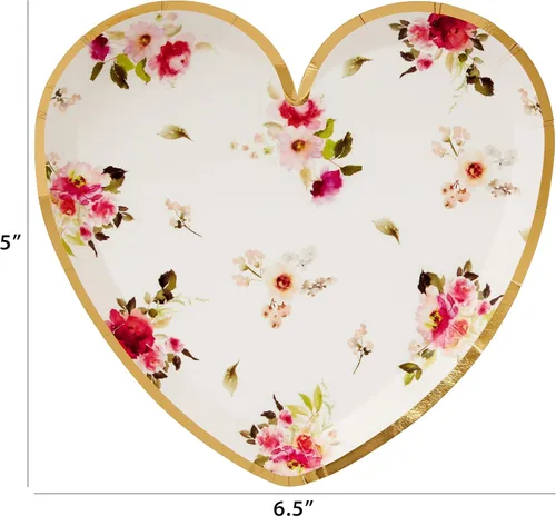 Vista 5 de C.R. Gibson Platos de almuerzo con forma de corazón dorado con forma de corazón, 8 unidades (TW13-25403), mediano