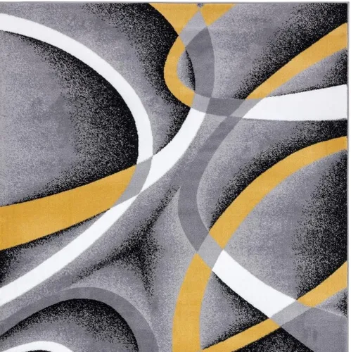 Vista 5 de 2305 Alfombra abstracta moderna roja, negra, y beige, Sintético, Amarillo