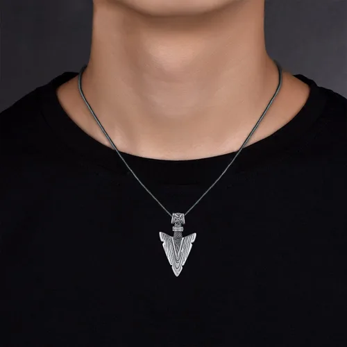 Vista 5 de StoryEtain Collares vikingos con punta de flecha collares geniales de plata de ley S925 para hombres joyería vikinga punk hip hop regalo para amigos