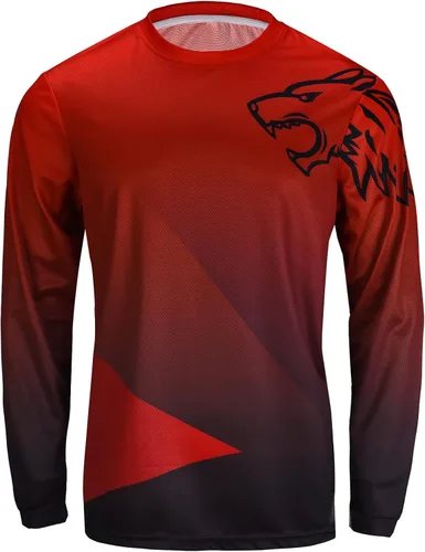Vista 3 de Camisetas de ciclismo de montaña para hombre, manga larga, MTB Off-Road Motocross Jersey de secado rápido y absorbe la humedad