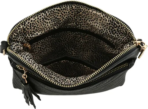 Vista 6 de Bandolera o bolsa mediana con patrón triangular, de estilo cruzado, acolchada y con borla