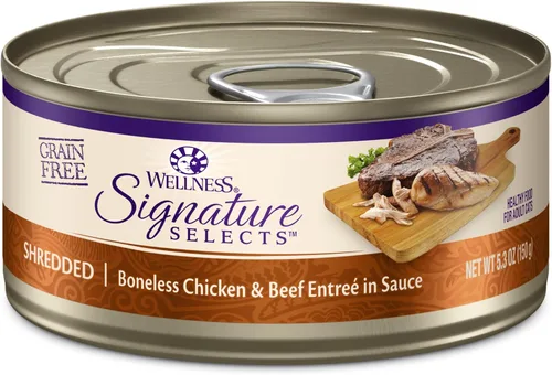 Vista 24 de Wellness CORE Signature Selects - Alimento húmedo enlatado grueso para gatos adultos, natural, rico en proteínas, sin granos, receta de carne de res